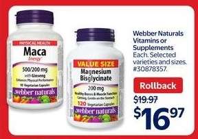 Webber Naturals Vitamins or Supplements