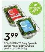 COMPLIMENTS Baby Spinach, Spring Mix or Baby Arugula