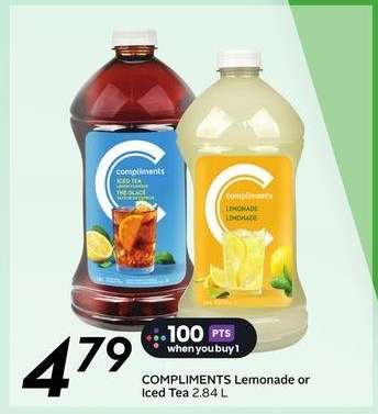 COMPLIMENTS Lemonade or Iced Tea