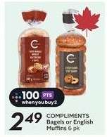 COMPLIMENTS Bagels or English Muffins 6 pk