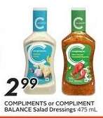 COMPLIMENTS or COMPLIMENT BALANCE Salad Dressings