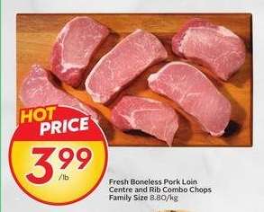 Fresh Boneless Pork Loin Centre and Rib Combo Chops