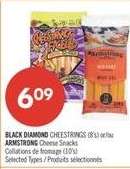 BLACK DIAMOND CHEESTRINGS (8's) or ARMSTRONG Cheese Snacks