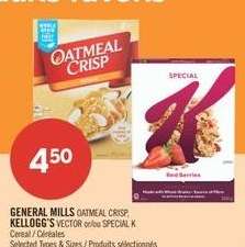 GENERAL MILLS OATMEAL CRISP, KELLOGG'S VECTOR or/ou SPECIAL K