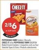 PEPPERIDGE FARM Cookies / Biscuits, CHEEZ-IT or PEPPERIDGE FARM GOLDFISH Baked Snack Crackers