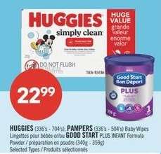 HUGGIES (336's - 704's), PAMPERS (336's - 504's) Baby Wipes