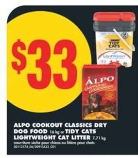 ALPO Cookout Classics Dry Dog Food or Tidy Cats Lightweight Cat Litter