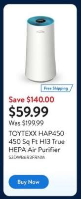 TOYTEXX HAP450 450 Sq Ft H13 True HEPA Air Purifier
