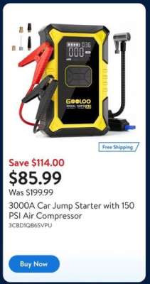 3000A Car Jump Starter with 150 PSI Air Compressor