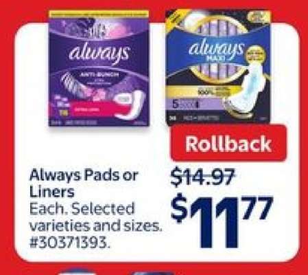 ALWAYS PADS OR LINERS