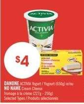 DANONE ACTIVIA Yogurt / NO NAME Cream Cheese