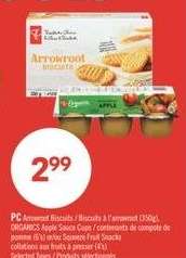PC Arrowroot Biscuits / Biscuits à l'arrowroot (350g), ORGANICS Apple Sauce Cups