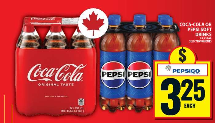 COCA-COLA or PEPSI SOFT DRINKS