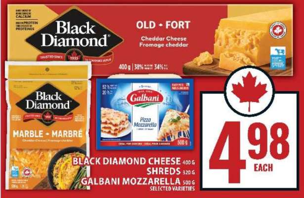 Black Diamond Cheese Shreds & Galbani Mozzarella