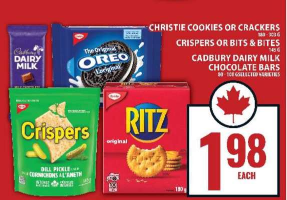Christie Cookies or Crackers, Crispers or Bits & Bites, Cadbury Dairy Milk Chocolate Bars
