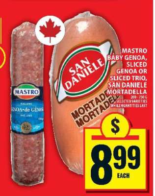 Mastro Baby Genoa, Sliced Genoa or Sliced Trio, San Daniele Mortadella