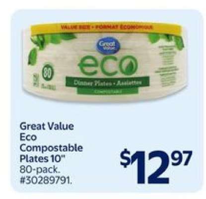 Great Value Eco Compostable Plates 10"