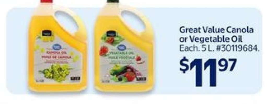 Great Value Canola or Vegetable Oil