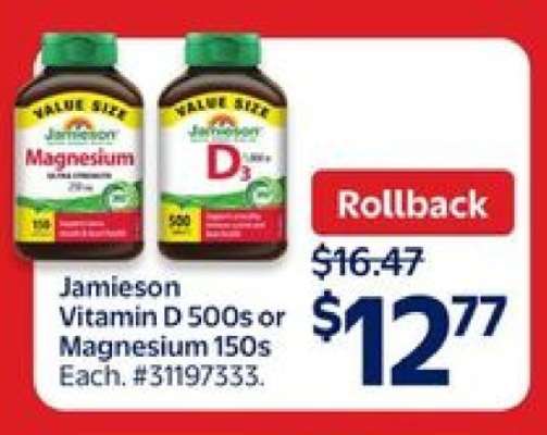Jamieson Vitamin D 500s or Magnesium 150s