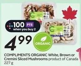 COMPLIMENTS ORGANIC Sliced Mushrooms