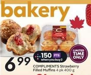 COMPLIMENTS Strawberry Filled Muffins 4 pk 400 g
