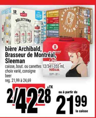 BIÈRE ARCHIBALD, BRASSEUR DE MONTRÉAL, SLEEMAN