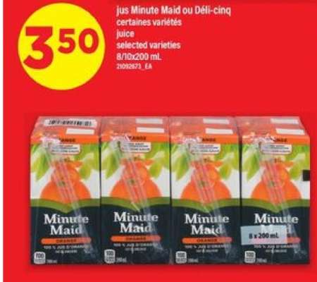 jus Minute Maid ou Déli-cinq