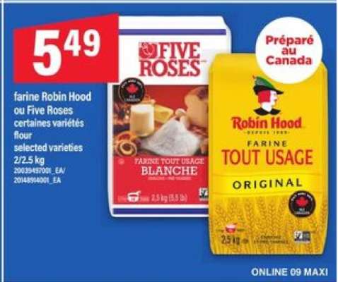 FARINE ROBIN HOOD OU FIVE ROSES