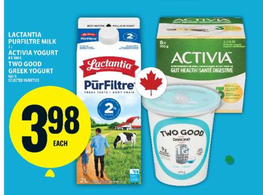 Lactantia PurFiltre Milk, Activia Yogurt, Two Good Greek Yogurt