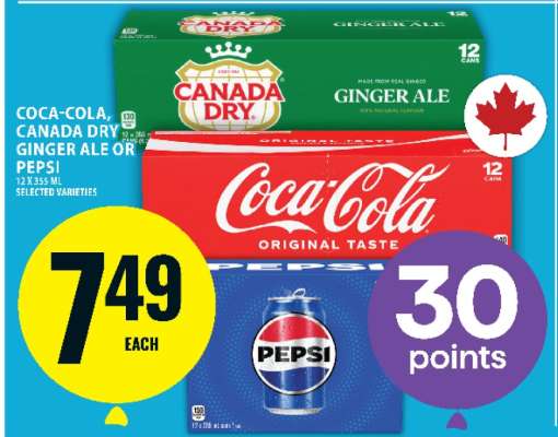 Coca-Cola, Canada Dry Ginger Ale or Pepsi