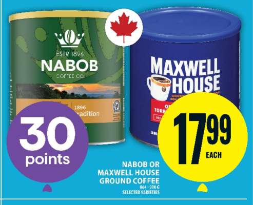 Nabob or Maxwell House Ground Coffee
