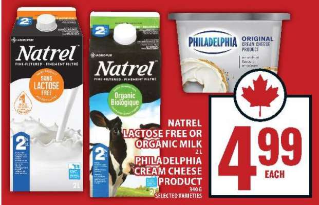 Natrel Lactose Free or Organic Milk / Philadelphia Cream Cheese