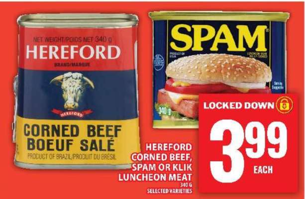 Hereford Corned Beef, Spam or Klik Luncheon Meat