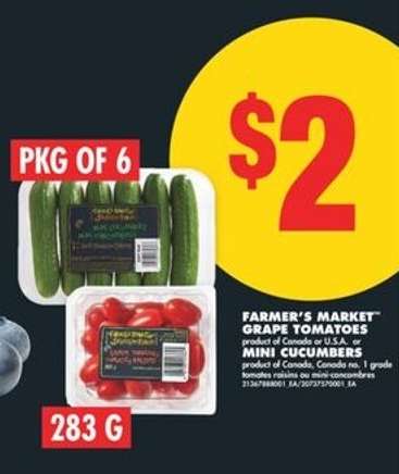 Farmer's Market Grape Tomatoes or Mini Cucumbers