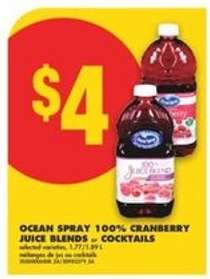 Ocean Spray 100% Cranberry Juice Blends or Cocktails