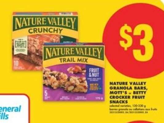 Nature Valley Granola Bars, Mott's – Betty Crocker Fruit Snacks