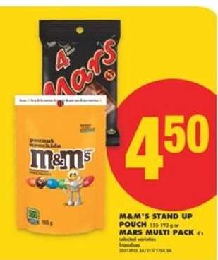 M&M'S STAND UP POUCH 155-193g / MARS MULTI PACK 4's