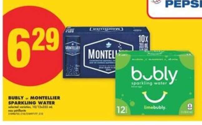 bubly or MONTELLIER Sparkling Water