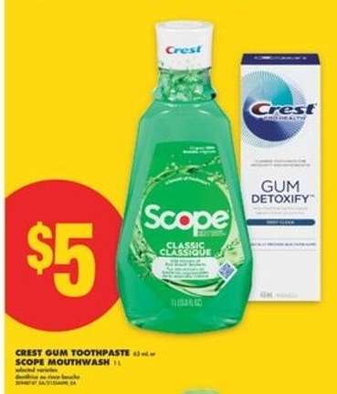 Crest Gum Toothpaste or Scope Mouthwash