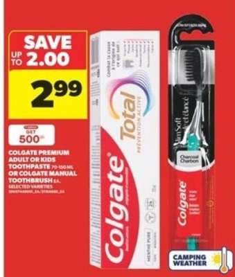 Colgate Premium Toothpaste or Manual Toothbrush