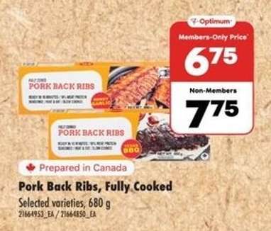Pork Back Ribs, Fully Cooked