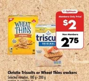 Christie Triscuits or Wheat Thins crackers