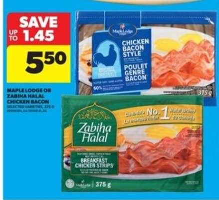 Maple Lodge or Zabiha Halal chicken bacon
