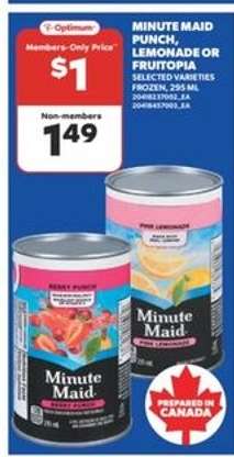 Minute Maid Punch, Lemonade or Fruitopia