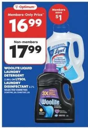 Woolite Liquid Laundry Detergent or Lysol Laundry Disinfectant