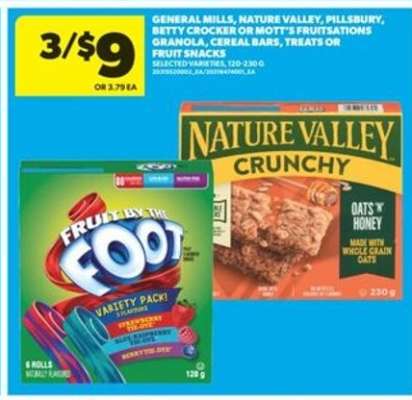 General Mills, Nature Valley, Pillsbury, Betty Crocker or Mott's Fruitsations Granola, Cereal Bars, Treats or Fruit Snacks