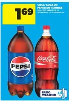 COCA-COLA or PEPSI SOFT DRINKS