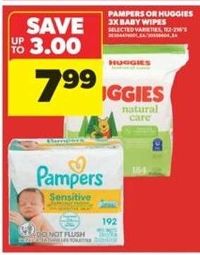 Pampers or Huggies 3x Baby Wipes