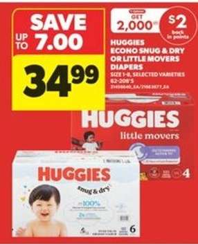 Huggies Econo Snug & Dry or Little Movers Diapers