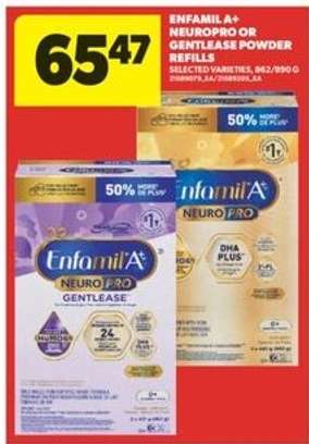 Enfamil A+ NeuroPro or Gentlease Powder Refills